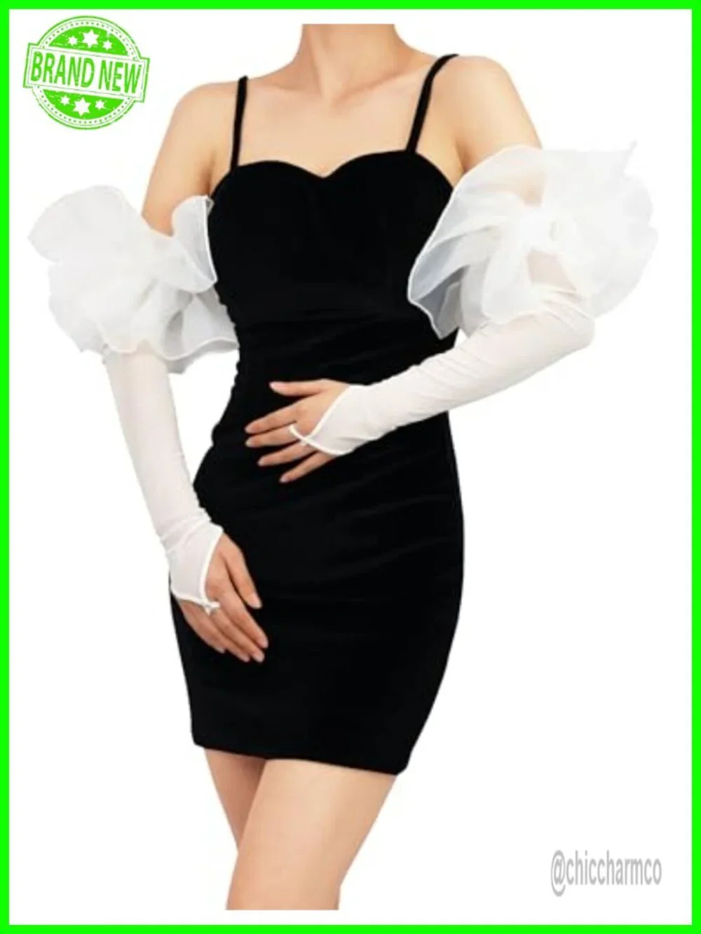 Puff Long Sheer Gloves Oversize Stretchy Tulle Mesh Gloves for Wedding Evening